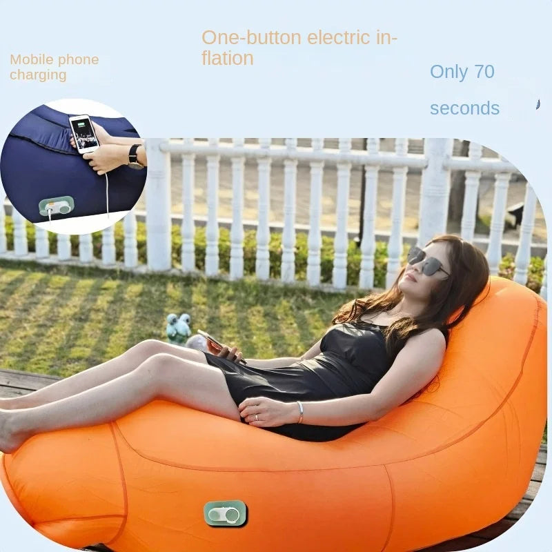 New Explosion-Proof Inflatable Sofa Lounge Chair, Lightweight Luxury Portable Lazy Inflatable Bed - Waterproof, Beach, Camping