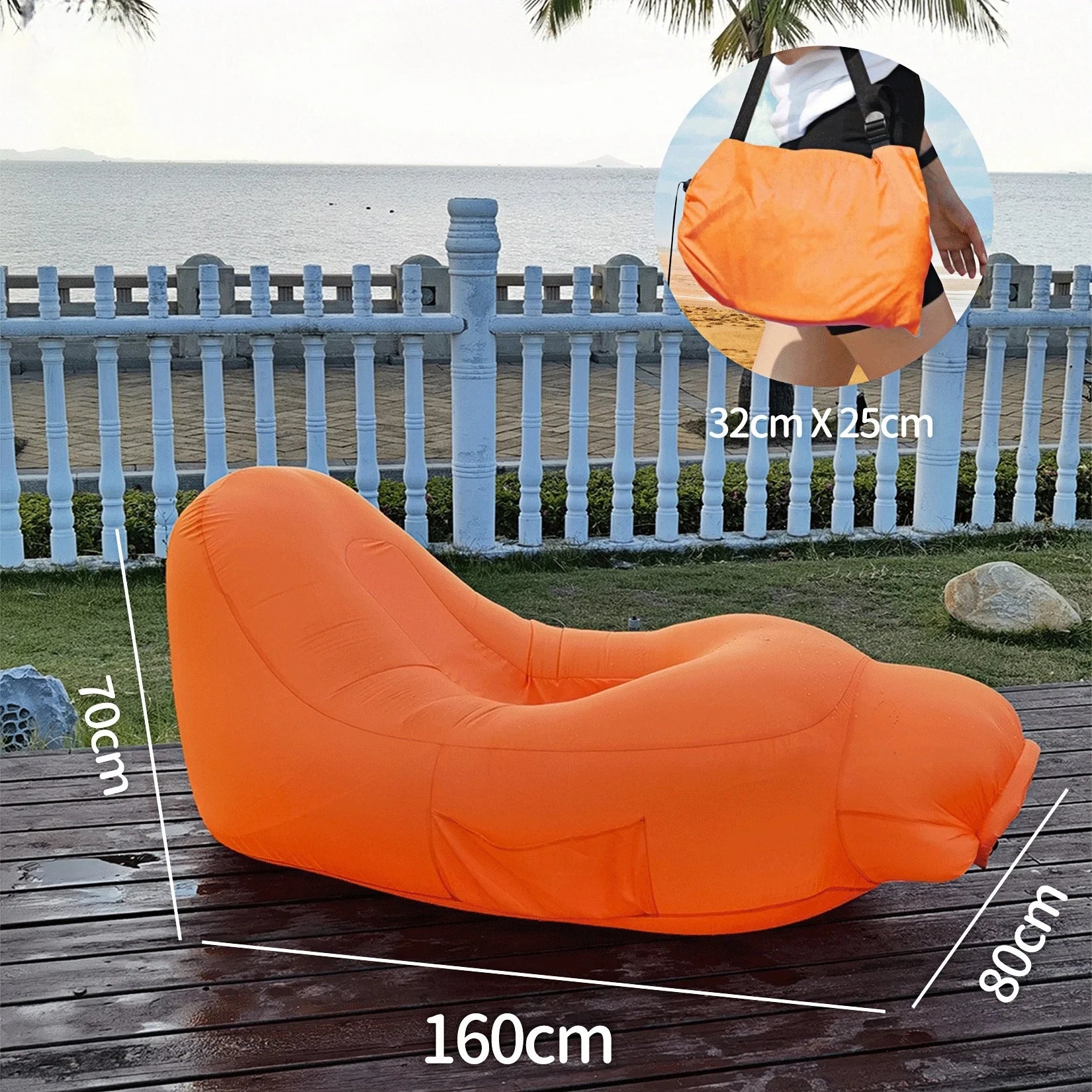 New Explosion-Proof Inflatable Sofa Lounge Chair, Lightweight Luxury Portable Lazy Inflatable Bed - Waterproof, Beach, Camping