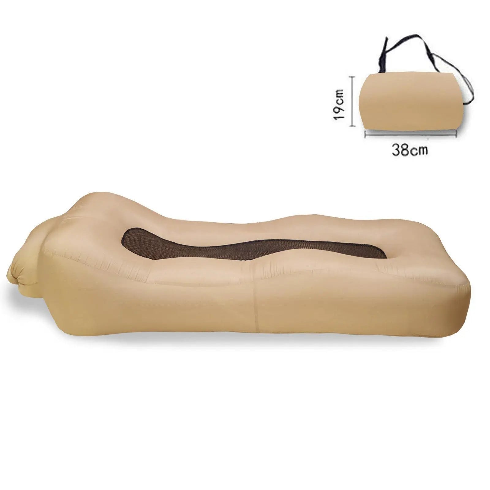 Multipurpose inflatable mattress - for camping, beach, and outdoor activities.