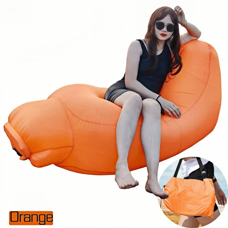 New Explosion-Proof Inflatable Sofa Lounge Chair, Lightweight Luxury Portable Lazy Inflatable Bed - Waterproof, Beach, Camping