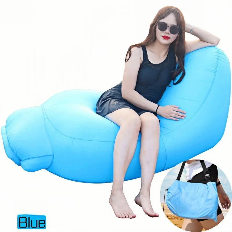 New Explosion-Proof Inflatable Sofa Lounge Chair, Lightweight Luxury Portable Lazy Inflatable Bed - Waterproof, Beach, Camping